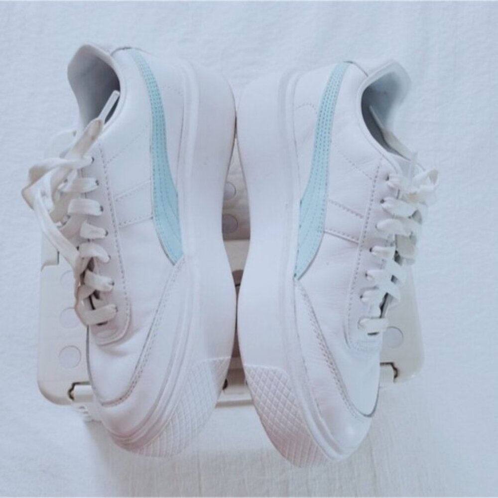 PUMA OSLO MAJA White + Mint Blue Platform Sneakers